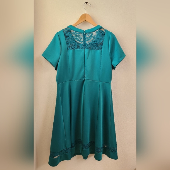 Lane Bryant‎ Plus Size Teal Scuba Lace Fit & Flare Dress Size 18/20 1X XXL - Picture 7 of 11